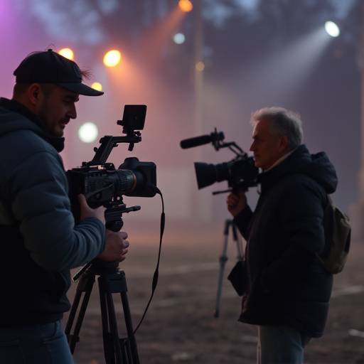 Aurora Studios production team filming a scene on location with professional equipment.