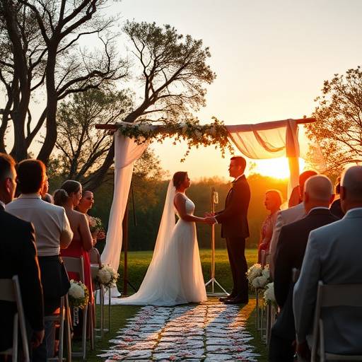 Elegant wedding photography showcasing a romantic outdoor ceremony, capturing the essence of Aurora Studios' wedding services.
