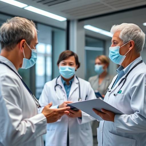 Snapshot from a corporate training video made for 'Global Healthcare Solutions', featuring healthcare professionals.