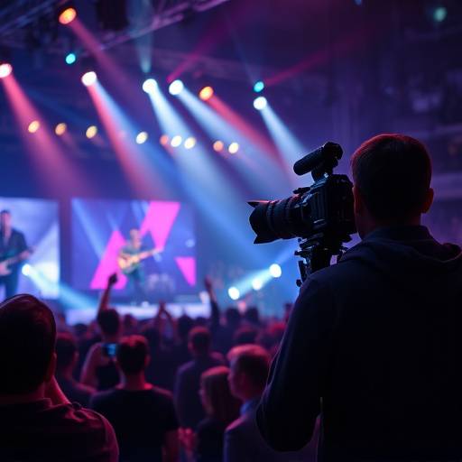 Videographer filming a scene at a concert.